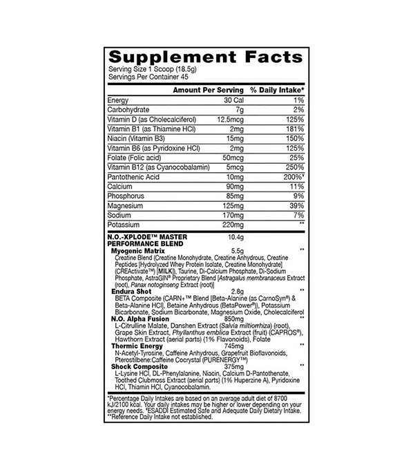 Nutrition Facts BSN NO XPLODE Legendry Preworkout Fruit Punch In All Over Lahore Pakistan 2021,BSN NO XPLODE 30 , 60 Servings Price In Pakistan, www.arnutrition.pk iS The Best Food Supplements Store In Lahore Pakistan