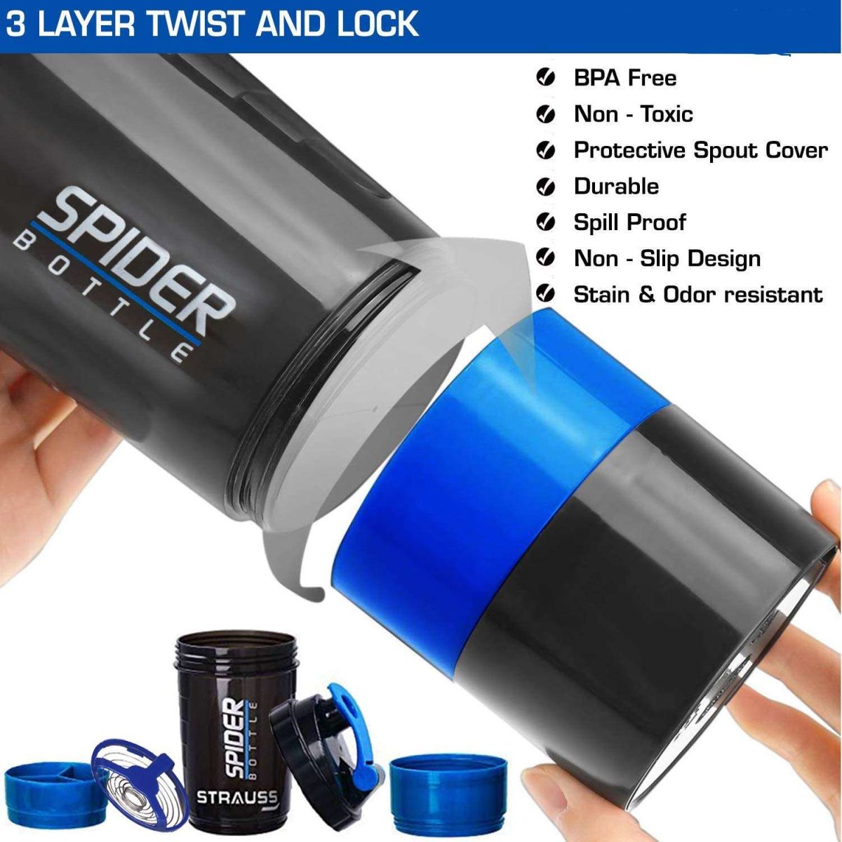 Buy Combo of Spider Protein Shaker Bottle 500ML With 2 Storage Extra Compartment All Over In Lahore Pakistan 2021, www.arnutrition.pk iS The Best Food Supplements Store In Lahore Pakistan 8
