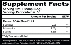 Nutrition Facts Insane Labz Demon BCAAs All Over Pakistan 2024- www.arnutrition.pk iS thE BeSt Food Supplement Store In Pakistan 2024