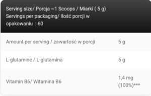Nutrition Facts Kevin Levrone Signature Series Gold Line Gold Glutamine 60 Servings 300 Grams All Over Pakistan, www.arnutrition.pk iS The Best Supplement Store In Pakistan 2024