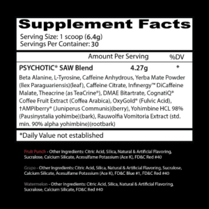 Nutrition Facts INSANE LABZ Psychotic SAW High Stim Pre-Workout All Over In Lahore Pakistan 2024, www.arnutrition.pk iS The Best Food Supplements Store In Lahore Pakistan 2024