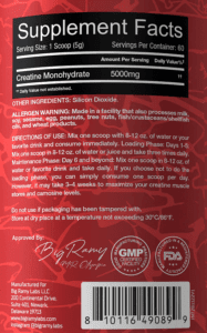 Nutrition Facts Big Ramy Labs Red Rex Creatine Monohydrate 5000MG All Over Lahore Pakistan , www.arnutrition.pk iS The Best Food Supplements Store In Lahore Pakistan