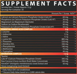 Nutrition Facts Nutrex Research EAA+ HYDRATION Muscle Recovery And Hydration Formula All Over In Lahore Pakistan 2024, www.arnutrition.pk iS The Best Food Supplements Store In Lahore Pakistan
