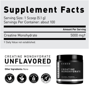 Nutrition Facts of Kaged Creatine Monohydrate - 5 Gram Creatine - ARNutrition.Pk