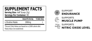 Nutrition Facts of Core Champs L-Citrulline 2000MG 90 Servings - 2000mg of L-Citrulline - 100% Original - ARNutrition.Pk