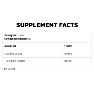 Nutrition Facts of Kevin Levrone Gold L-Carnitine 1000 100 Tablets at Best Price In Pakistan, www.arnutrition.pk iS The Best Food Supplements Store in Pakistan Lahore